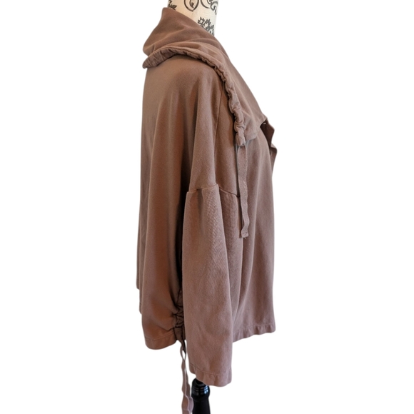 Neon Buddha Jacket Taupe Brown Relaxed Fit Boxy Draw Strings Women's size XL - Picture 6 of 12